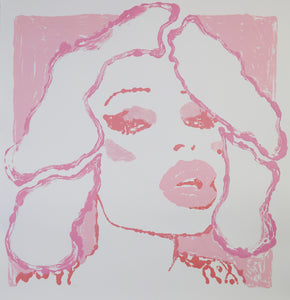 Pink Amanda Mono-Print - 34" x 34"