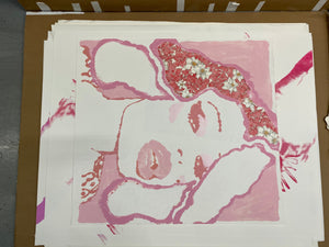 Amanda Pink Flower - 34" x  34"